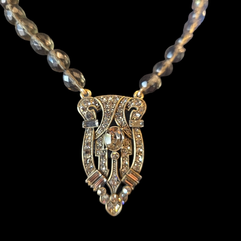 Heidi Daus Art Deco Style Silver Crystal Necklace